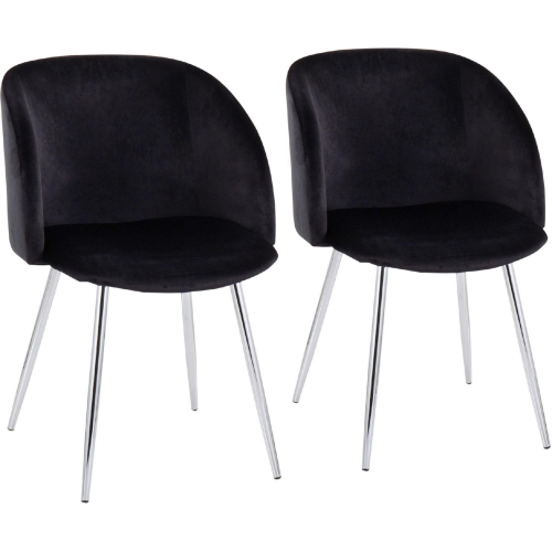 Fran Dining Chair in Black Velvet & Chrome Metal (Set of 2)